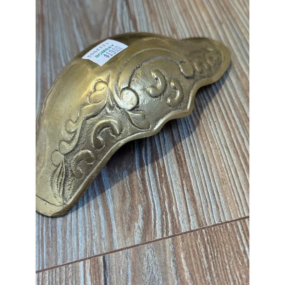Vintage Bombay Salvage Brass Intricate Dish Piece Art Nouveau Design 2.5x6